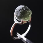 silver real moldavite ring thegreencrystal