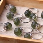 silver Raw Moldavite Rings thegreencrystal