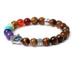 real handmade 7 Chakra Tiger Eye Bracelet