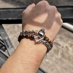 nice Skull Charm Tiger Eye Bracelet Men