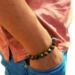 10mm Men's Faceted Black Onyx And Tiger Eye Bracelet