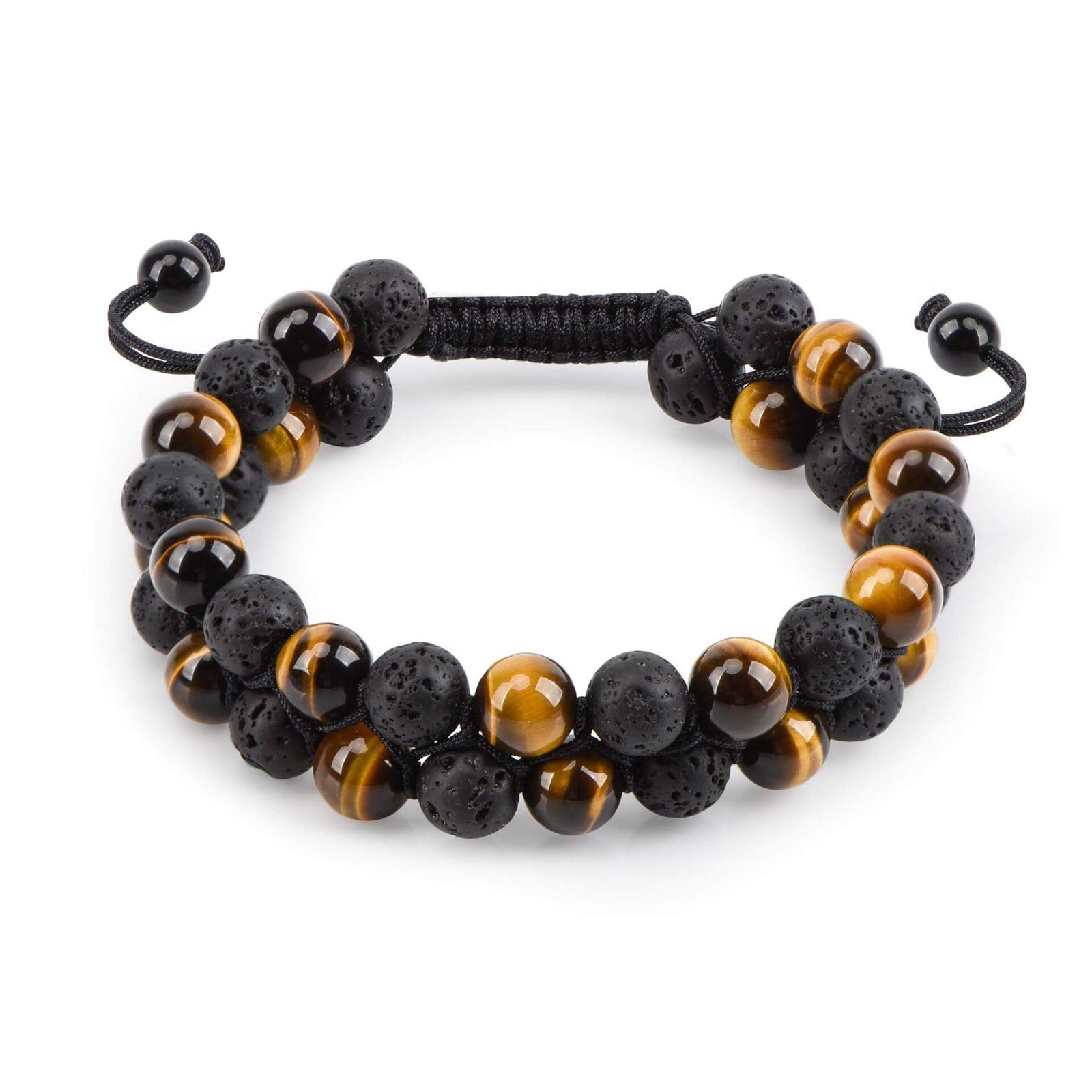 thumbnail interactive-video image 1 of Natural Brown Tiger's Eye Beaded Bracelet For Men - Round Stone, 7.8 Inches, Handmade 1 of 4