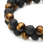 handmade Men's Lava Stone Tigers Eye Bracelet