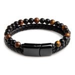 handmade Men's Tiger Eye Leather Bracelet