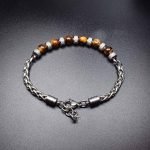 6mm adjustable Stainless Steel Tiger Eye Men's Bracelet