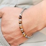 Stainless Steel Tiger Eye Men's Bracelet