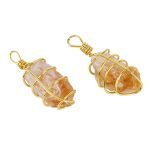 Wire handmade Wrapped Citrine Pendant