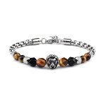 8mm handmade Lion And Tiger Eye Bracelet For Men