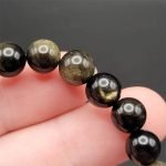 handmade real gold sheen obsidian bracelet
