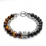 8mm Men's Tiger Eye Bracelet Steel Bracelet