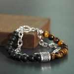 Men's Tiger Eye Bracelet Steel Bracelet