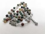 handmade 6mm Indian Agate Rosary Necklace