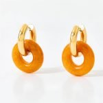 Topaz Gemstone Chunky Gold Hoop Earrings