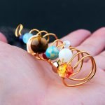 Solar System Natural Stone Earrings Universe Galaxy Eight Planets Spiral Earrings