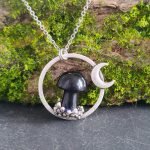 mushroom crystal necklace crystal mushroom necklace black obsidian