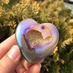 Aura Geode Agate Heart crystal heart crystal hearts