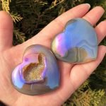 Aura Geode Agate Heart crystal heart crystal hearts