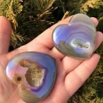 Aura Geode Agate Heart crystal heart crystal hearts