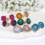 Natural Druzy Earrings Round Crystal Earrings