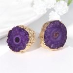 Natural Druzy Earrings Round Crystal Earrings