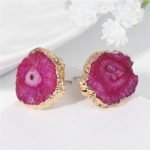 Natural Druzy Earrings Round Crystal Earrings