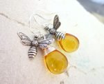 Silver Honey Bee Earrings