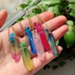 rainbow aura quartz necklace aura quartz necklace