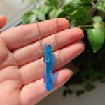 blue rainbow aura quartz necklace aura quartz necklace