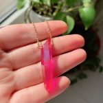 red rainbow aura quartz necklace aura quartz necklace