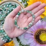 8mm green flower agate bracelet