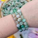 8mm green flower agate bracelet