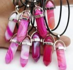 Pink Agate Hexagonal Pointed Necklace