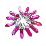 Pink Agate Hexagonal Pointed Necklace
