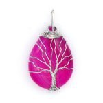 Pink Agate Tree of Life Pendant