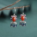 Sterling Silver Red Agate Dangle Earrings