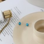 Sterling silver 925 natural turquoise stud earrings