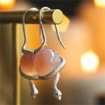 agate silver snake earrings
