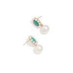 turquoise and pearl stud earrings