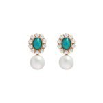 turquoise and pearl stud earrings