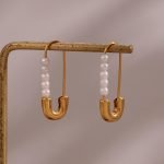 pearl safety pin earrings pin earring