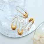 pearl safety pin earrings pin earring