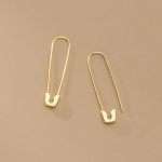 silver safety pin earrings Golden color