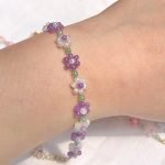 purple flower seed bead bracelets