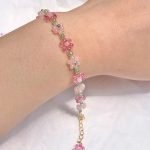 pink flower seed bead bracelets