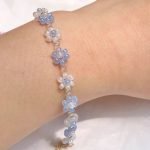 blue flower seed bead bracelets