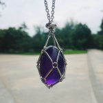 amethyst crystal cage necklace