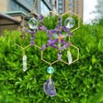 amethyst honey comb suncatcher