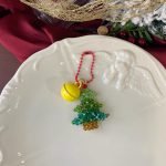 christmas tree keychain with yellow bell