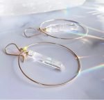 clear quartz wraped hoop earrings