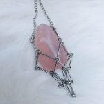crystal cage necklace rose quartz